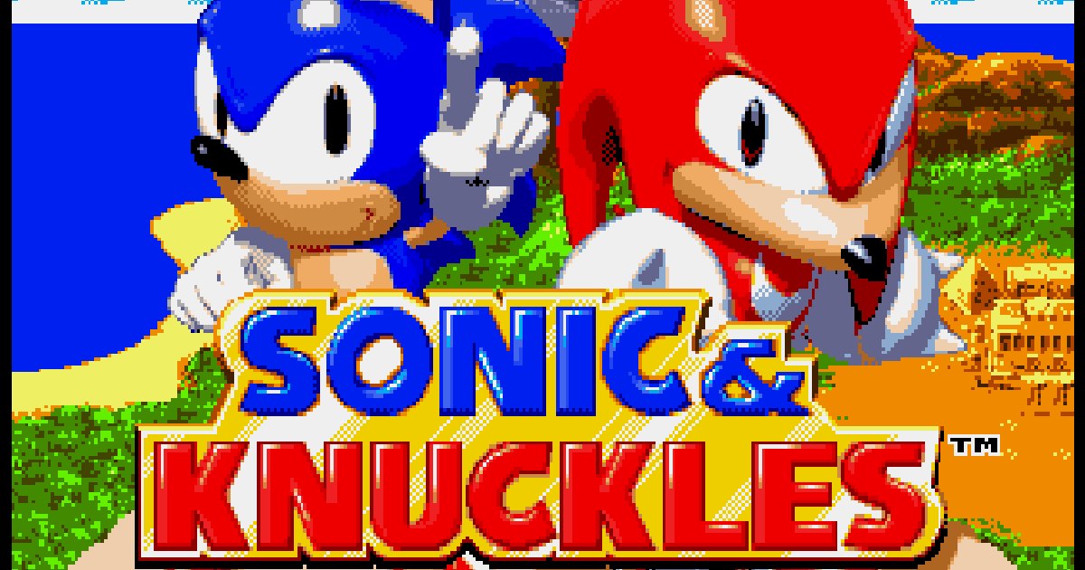 Sonic & Knuckles title screen: Sonic and Knuckles above the red and blue Sonic & Knuckles logo